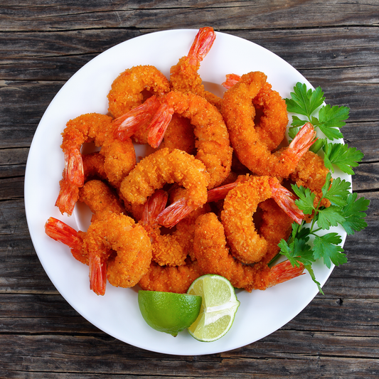 Golden fried prawns